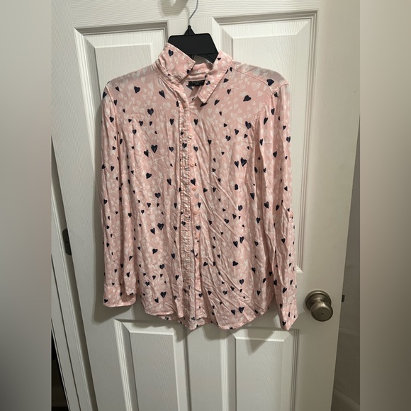 Talbots Petite Pink Printed Long Sleeve Blouse Size MP (8-10) NWT - Picture 1 of 10